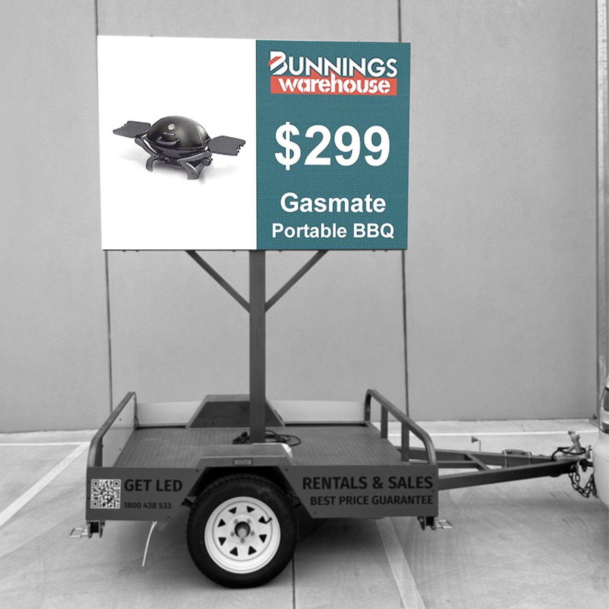 uberLED rental LED trailer with Bunnings Warehouse signage